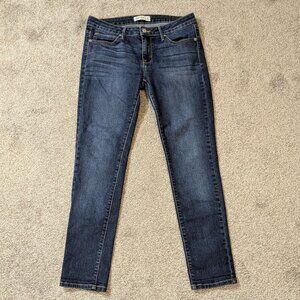 JUST USA Blue Stretch Denim Mid-Rise Skinny Jeans; Whiskers; Size 9 Juniors